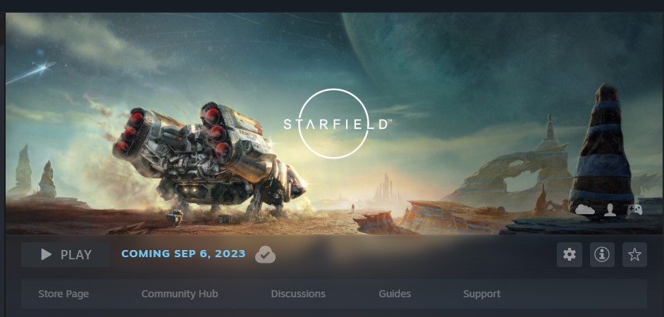 Starfield in my Steam library waiting for launch day