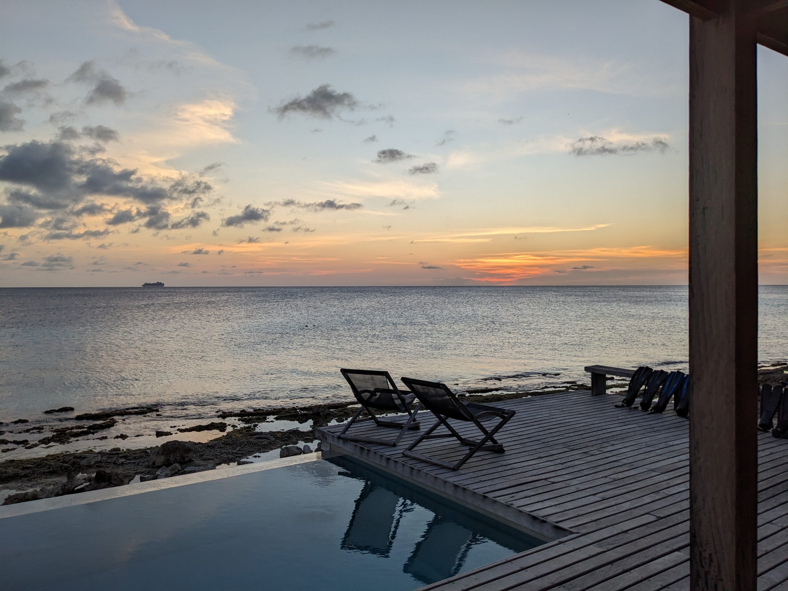 beautiful sunset from the deck overlooking the ocean